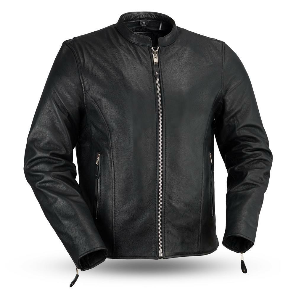 Men’s Classic Black Leather Motorcycle full sleeve Jacket – Premium Biker Riding Jacket with Zip Closure