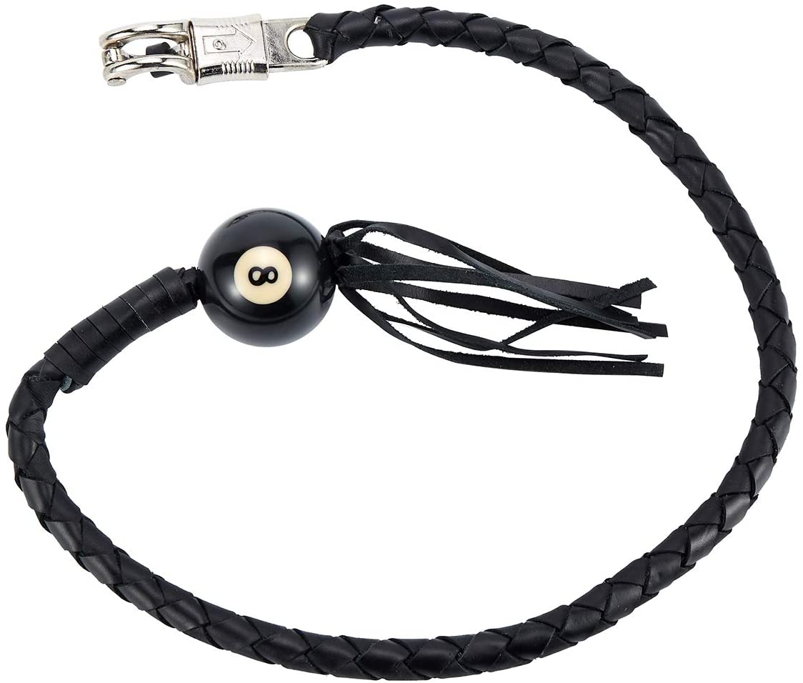 EXCELSIOR INTERNATIONAL 42" Long 1/2“ Diameter All Black Motorcycle Get Back Whip with NO. 8 Pool Ball