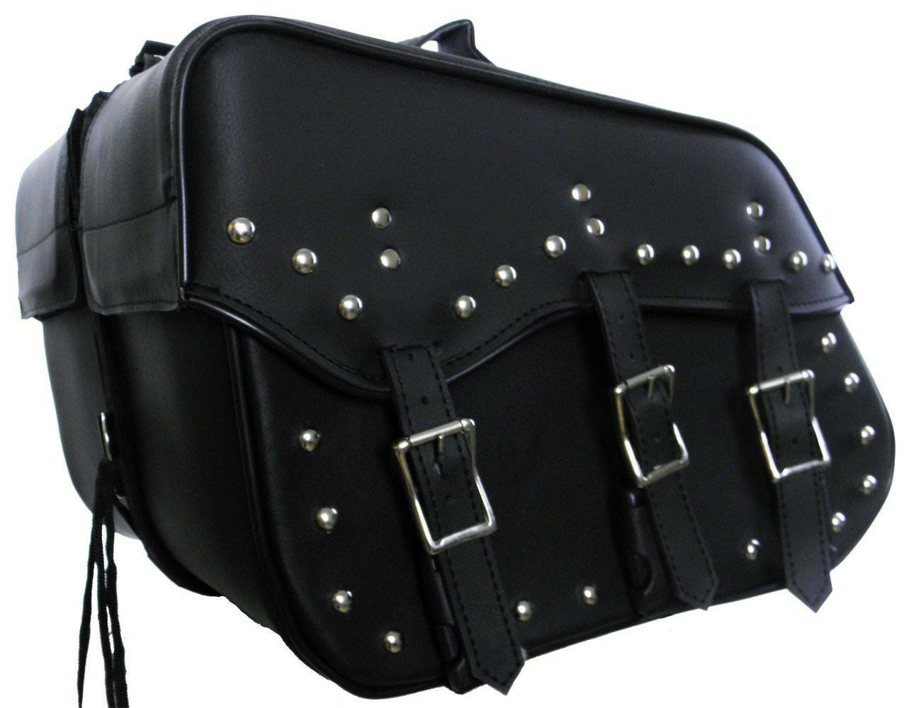 3-Strap Two Piece PVC Saddle Bag for Motorcycle & Scooter | Waterproof Side Luggage Bag | Durable Bike Storage Pannier