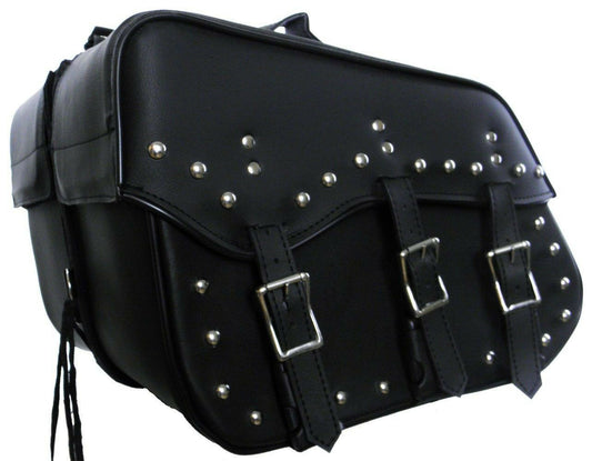 3-Strap Two Piece PVC Saddle Bag for Motorcycle & Scooter | Waterproof Side Luggage Bag | Durable Bike Storage Pannier
