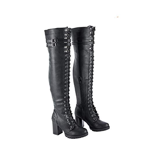 Product image EXCELSIOR INT Women's Solid Synthetic Leather Two Straps Shoes Comfortable And Fashionable High Knee Lace Up Boots For Motorcycle Riding
