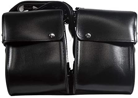 EXCELSIOR INT Unisex Waterproof Universal Leather Motorcycle Saddle Bag – Durable Two Strap Design, Comfortable and Stylish Biker Storage Bag – Black