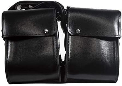 EXCELSIOR INT Unisex Waterproof Universal Leather Motorcycle Saddle Bag – Durable Two Strap Design, Comfortable and Stylish Biker Storage Bag – Black