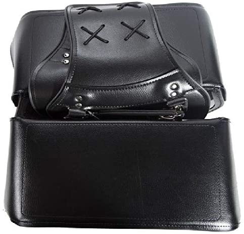 EXCELSIOR INT Unisex Waterproof Universal Leather Motorcycle Saddle Bag – Durable Two Strap Design, Comfortable and Stylish Biker Storage Bag – Black