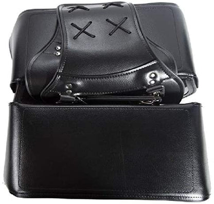EXCELSIOR INT Unisex Waterproof Universal Leather Motorcycle Saddle Bag – Durable Two Strap Design, Comfortable and Stylish Biker Storage Bag – Black