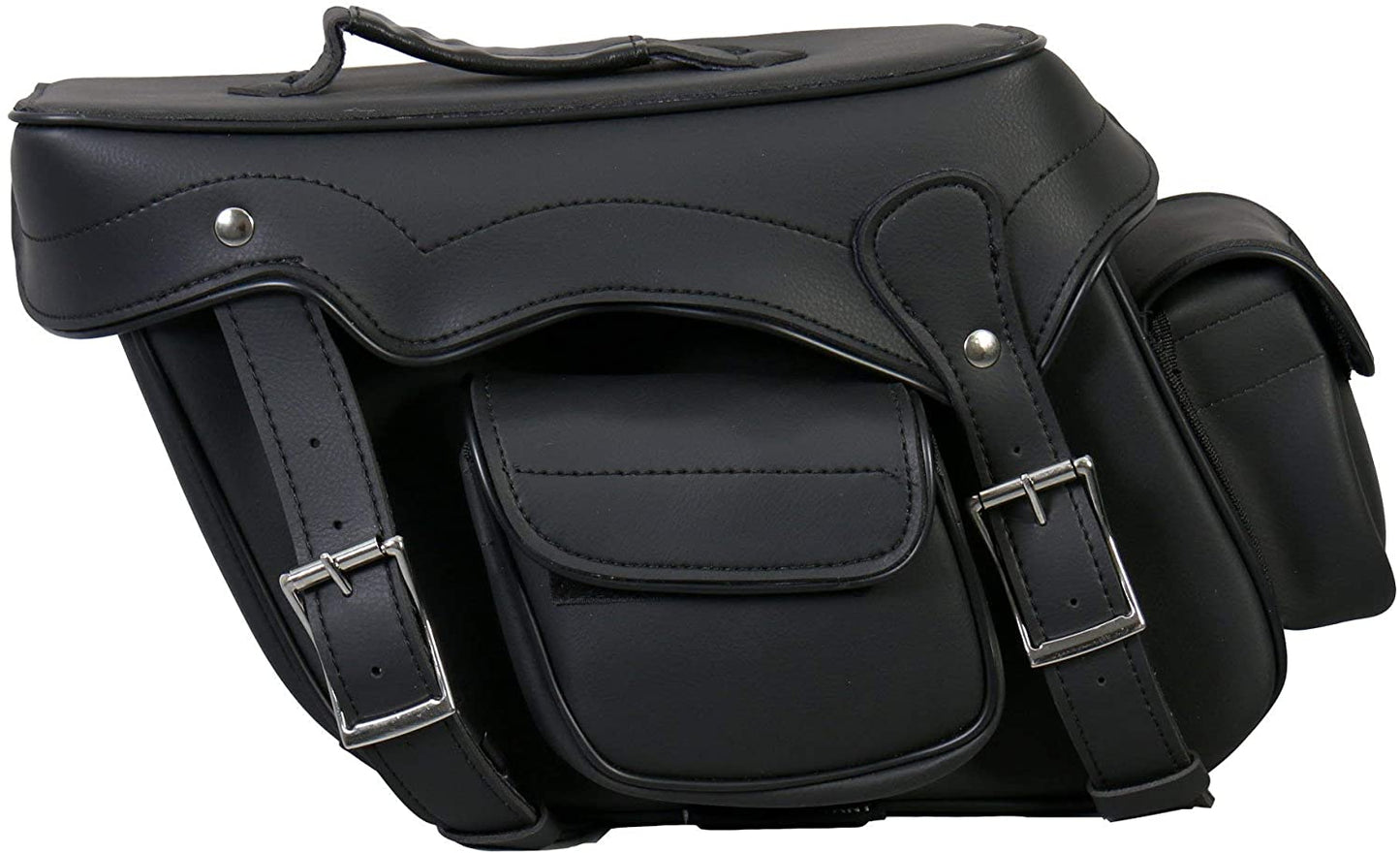 EXCELSIOR INT Unisex Waterproof UV Protected Large Quick Detach PVC Leather Saddle Bags Motorcycles/Back Pack - Universal Fit, Black