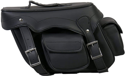 EXCELSIOR INT Unisex Waterproof UV Protected Large Quick Detach PVC Leather Saddle Bags Motorcycles/Back Pack - Universal Fit, Black