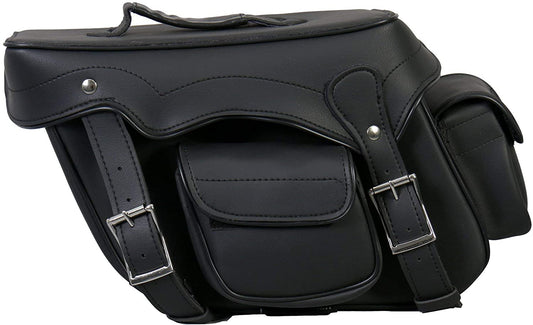 EXCELSIOR INT Unisex Waterproof UV Protected Large Quick Detach PVC Leather Saddle Bags Motorcycles/Back Pack - Universal Fit, Black