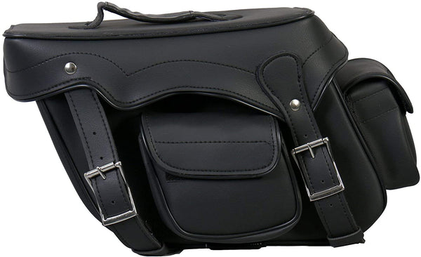 EXCELSIOR INT Unisex Waterproof UV Protected Large Quick Detach PVC Leather Saddle Bags Motorcycles/Back Pack - Universal Fit, Black