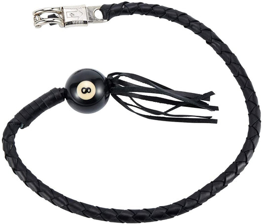 EXCELSIOR INTERNATIONAL 42" Long 1/2“ Diameter All Black Motorcycle Get Back Whip with NO. 8 Pool Ball