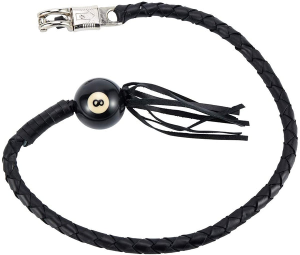 EXCELSIOR INTERNATIONAL 42" Long 1/2“ Diameter All Black Motorcycle Get Back Whip with NO. 8 Pool Ball