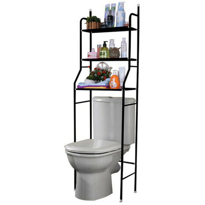 3 Shelf Bathroom Space Saver, Over The Toilet Rack, Bathroom Corner Stand Storage Organizer Accessories, Bathroom Tower Shelf- Black