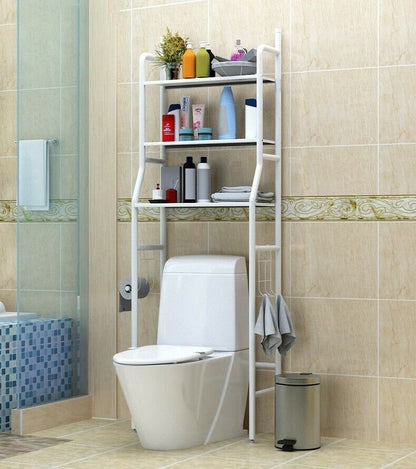 3 Shelf Bathroom Space Saver, Over The Toilet Rack, Bathroom Corner Stand Storage Organizer Accessories, Bathroom Tower Shelf- Black